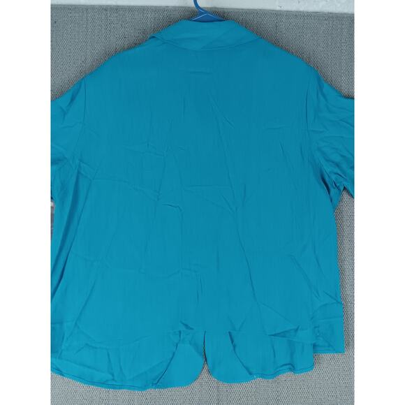 Vtg Urban Works Blouse Women's 2X Light Ice Blue 80s Breathable Summer Casual - Picture 6 of 11